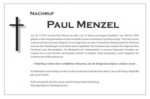 Nachruf Paul Menzel