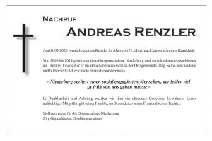 Nachruf Andreas Renzler