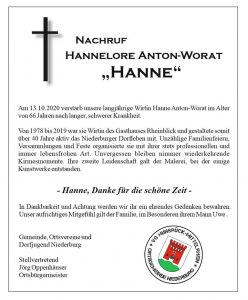 Nachruf Hanne