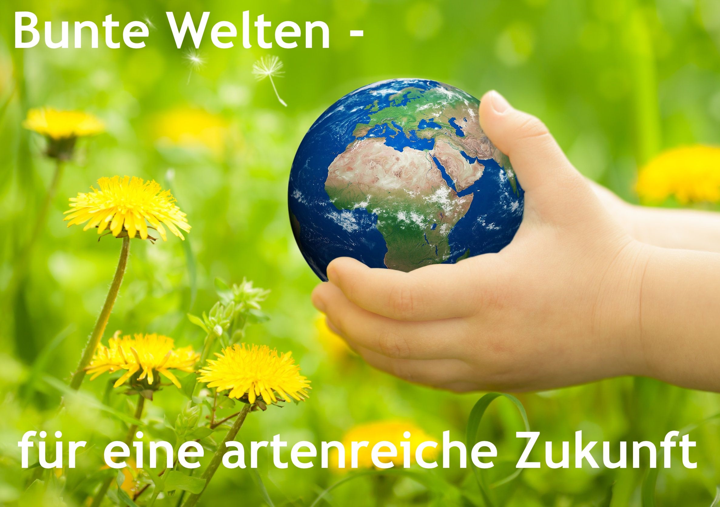 Planet Earth in children s hands against spring flowers  Elements of this image furnished by NASA