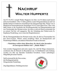 Nachruf Walter Huppertz
