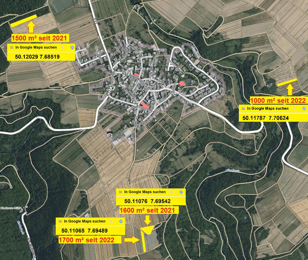 Bl&uuml;hfl&auml;chenkarte Niederburg mit Geokoordinaten 2022